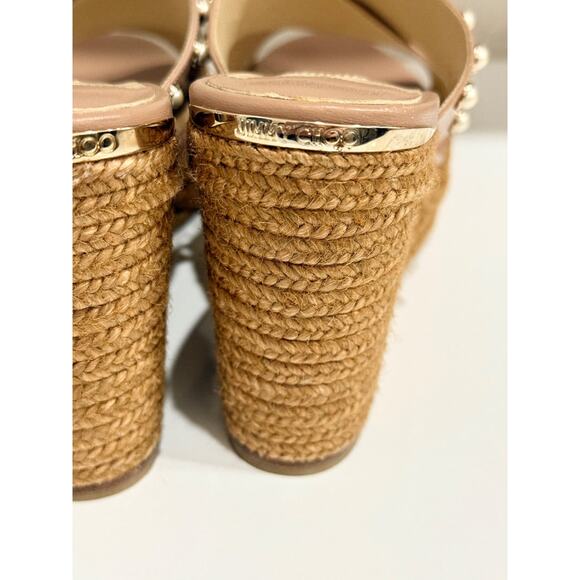 Jimmy Choo Dovina 100 Espadrille Wedge Platform Slide Sandals Beige Womens EU 39 - Picture 6 of 8